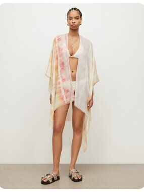 ALLSAINTS Ruana Tie Dye Cover Up in Rainbow